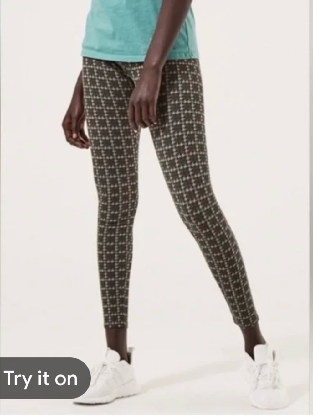 Green Houndstooth Check Leggings Small
